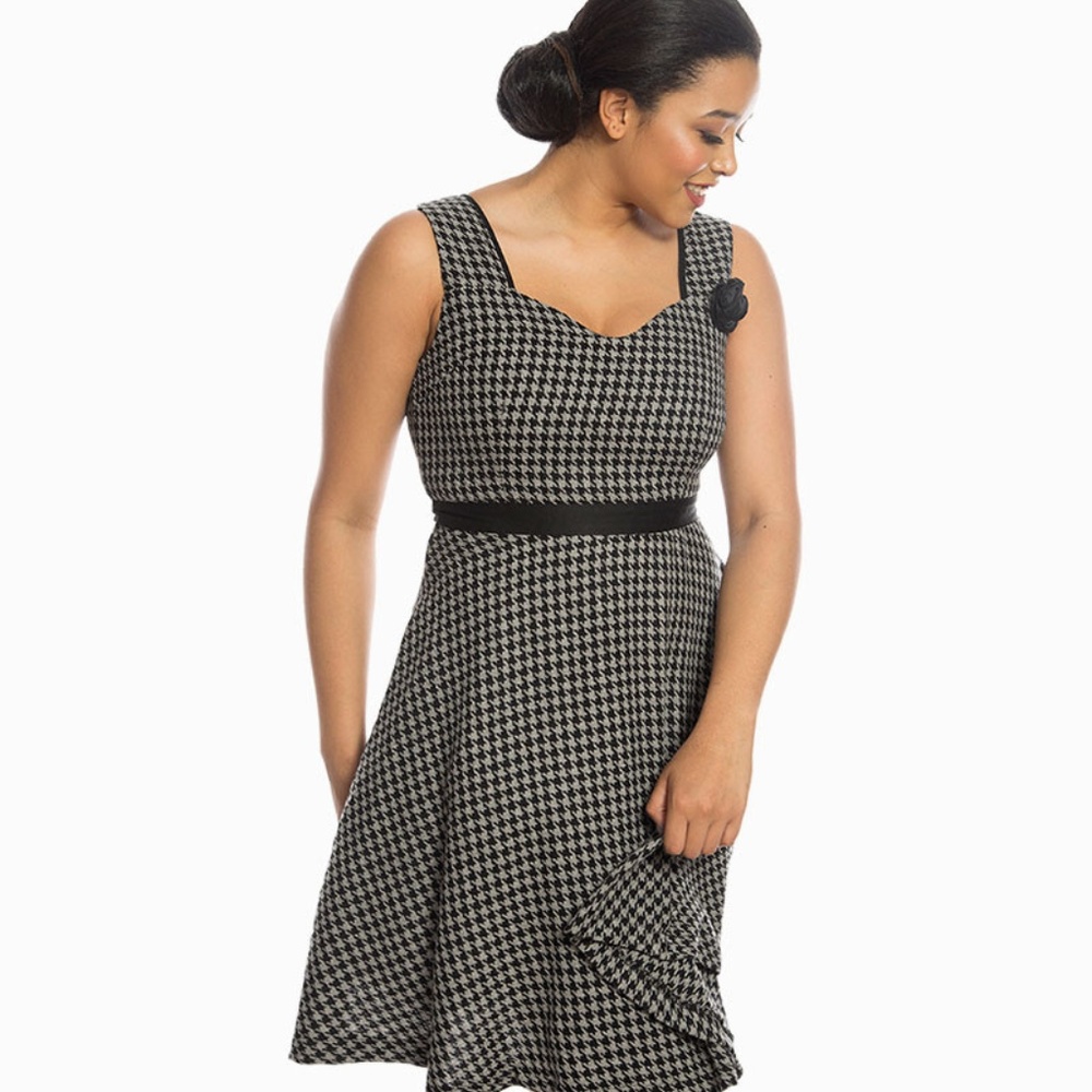 Lindy Bop Nancy Black Dogtooth Swing Dress